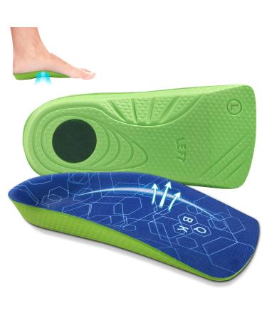 Flat Feet Insoles QBK 3/4 Length Orthotic Inserts Improve Plantar Fasciitis Heel Spurs Achilles Tendonitis Bunions Back Pain for Men&Women Thin Insoles L L: 9-10.5