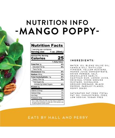 Hall & Perry Lite Salad Dressing - Low Calorie, Low Fat, Keto Friendly - 12 Individual 1oz Pouches - Very Berry Greek Mango Poppy Balsamic Flavor - Pack of 12 - Buy Online on GoSupps.com
