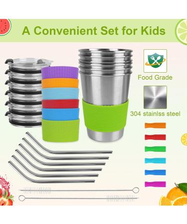 6 Pack Kids Cups with Straw and Lid - Spill Proof Stainless Steel Tumbler Set with Coasters | BPA-Free, Unbreakable Water Glasses for Toddler, Children, Adults - Ideal for Travel - Buy Online on GoSupps.com