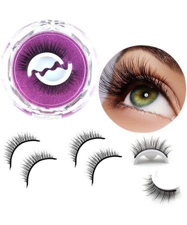 Reusable Natural Look  Reusable No Glue and Easy to Put On  Self Adhesive Eyelashes Reusable Self Sticking (2-Pairs)