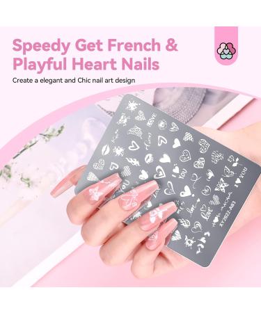 Saviland French Tip Nail Stamp Kit - 4 Reusable Stainless Steel Nail Art Stamps with Patterns | B-4PCs Nail Art Stamping Set for Perfect Manicure - Buy Online on GoSupps.com
