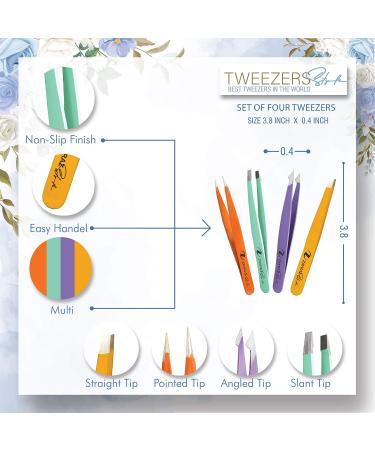 Zayraz Professional Tweezers Set for Women - Set of 4 for Ingrown Hair, Facial Hair, Blackhead Removal - Daily Beauty Kit - Best Girls Gift - Buy Online on GoSupps.com