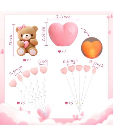 LaVenty 12 PCS Pink Bear Cake Decoration Heart Love Cake Topper Heart Teddy Bear Cake Decoration Baby Shower Cake Decoration Baby Girl Cake Decoration Pink 2 - Buy Online on GoSupps.com