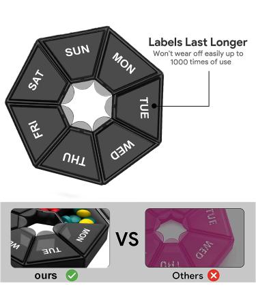 Travel Pill Box Organiser 7 Day 2 Times a Day 2Pcs Portable Black Weekly Medicine Storage - Buy Online on GoSupps.com