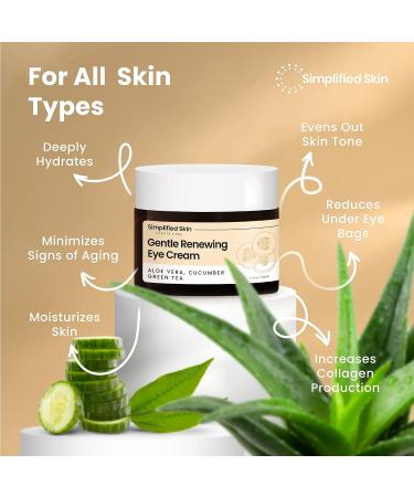 Simplified Skin Anti-Aging Eye Cream | Dark Circles, Wrinkles, Bags & Puffiness Treatment | Vitamin C, Hyaluronic Acid, Green Tea & Rosehip Oil | 1.7oz - Buy Online on GoSupps.com