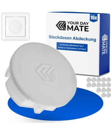 Sockets cover 16 pieces in white socket protection in front of dust splash water for Schuko sockets type F lid for socket strips multiple sockets cable drum kitchen workshop hotel for Schuko type F V1 white 16 pc. - Buy Online on GoSupps.com