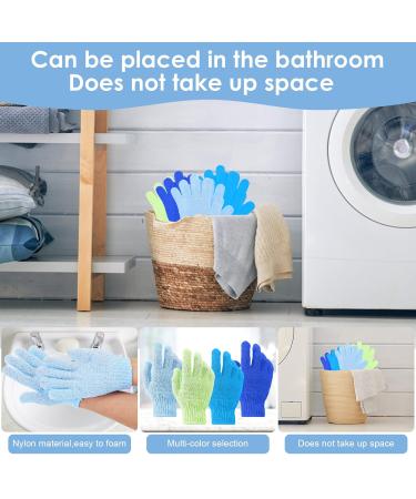 Sibba 8-Piece Peeling Gloves Set | Bathing Hand Shoes for Spa & Massage | Exfoliating Body Scrub Accessories - Men s Gland Nylon in Green Light Blue Sea Blue & Dark Blue - Buy Online on GoSupps.com