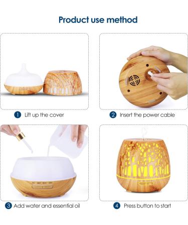 Simpeak 400ml Aroma Diffuser - Ultrasonic Essential Oil Humidifier with Remote Control - Wood Grain Design for Aromatherapy - Perfect for Home & Office - Buy Online on GoSupps.com