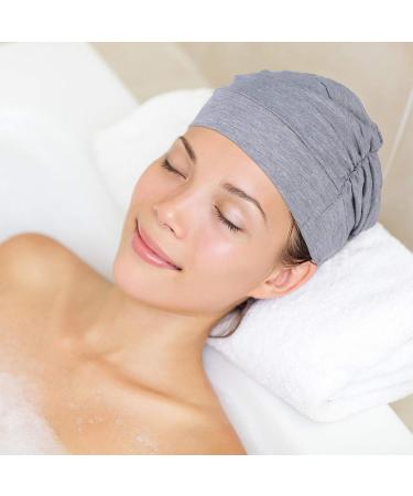 Lurrose 2Pcs Soft Beanie Chemo Cap for Women - White Gray | Cancer Headwear & Hair Loss Turban Hat - Buy Online on GoSupps.com