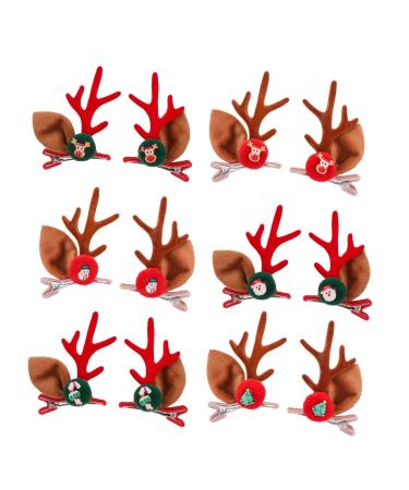 FRCOLOR Kids Pairs Christmas antler hair clip Xmas Hairpins for Women holiday hair clip Deer Horn Hair Barrettes Christmas kids Hair Clips snowman hair clip cute Horn hairpin cloth Hair