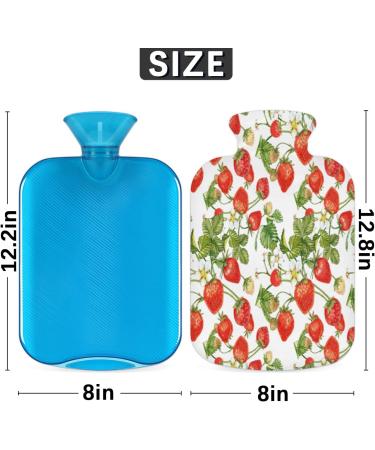 Heat Bottle with Strawberry Leaves & Fluffy Cover | 2L Tropical Water Bag for Cozy Nights & Pain Relief - Buy Online on GoSupps.com