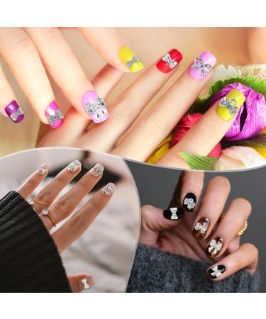 33pcs Bow Charms for Nails Silver Alloy Nail Charms 3D Bowknot Nail Charms Y2K for Acrylic Nails Bow Rhinestone Nail Art DIY Decorations Inlaid Pearls for Girls Women Gift - Buy Online on GoSupps.com