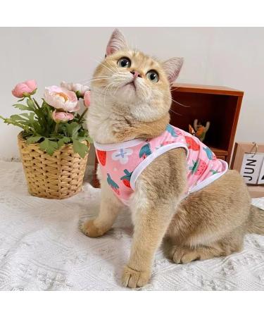Breathable 3-Piece Dog Shirts - Soft Pink Summer Vests for Small Dogs & Cats | Fruit Patterns | International Shipping - Buy Online on GoSupps.com