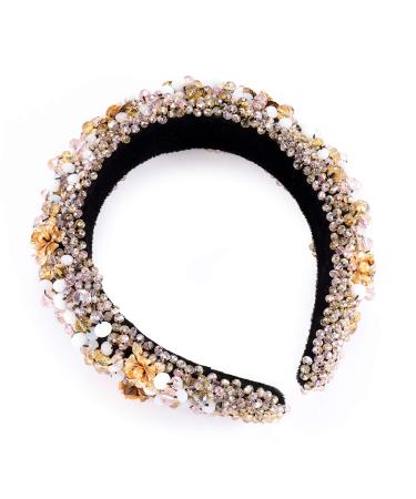 GLBCC Handmade Pink Crystal Padded Headband with Small Flower Embellishments - Buy Online on GoSupps.com