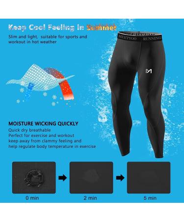 MEETYOO Men's Compression Pants Black Medium | Cool Dry Sports Workout Running Tights - Buy Online on GoSupps.com