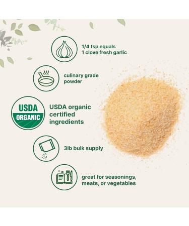 Organic Garlic Powder 3 lb | Premium Raw Allium Sativum Bulb | Pungent & Savory Flavor | Great for Meats Vegetables & Spice Mixes | Additive Free Non-GMO Bulk Supply 3 Pound (Pack of 1) - Buy Online on GoSupps.com