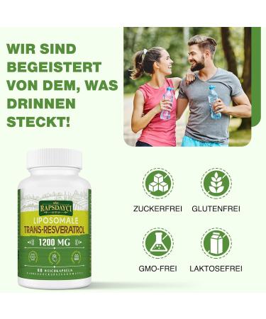 1200mg Liposomal Trans-Resveratrol - High-Dose Pure Formula 98% Trans-Resveratrol from Japanese Knotweed 60 Capsules for Optimal Health - Buy Online on GoSupps.com