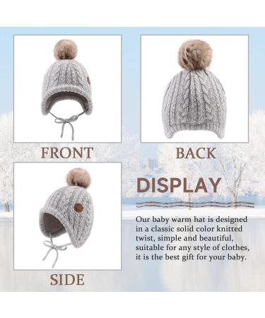 XIAOHAWANG Winter Baby Boys Hat with Velvet Lining - Toddler Kids Beanie Earflap Warm Baby Hats for Girls with Pompom - Gray (18-36 Months) - Buy Online on GoSupps.com