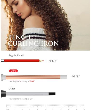 3/8 Inch Curling Iron - Ceramic Skinny Long Barrel LCD Display 9mm Tight Curls Travel-Friendly Dual Voltage Includes Heat Glove - Perfect for Medium Long Hair - White - Buy Online on GoSupps.com