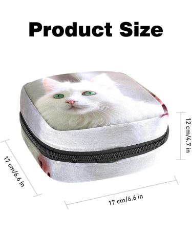 Buy Cute White Cat Period Bag - Sanitary Napkin & Tampon Holder for Purse | International Shipping Available - Buy Online on GoSupps.com