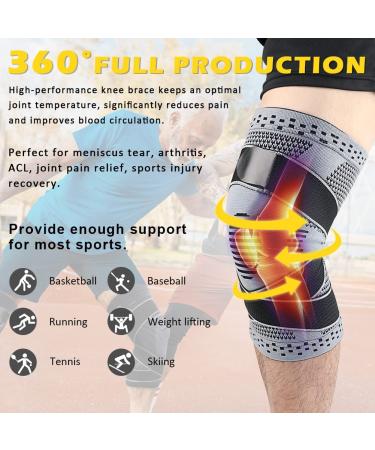 Beister Knee Compression Sleeves with Adjustable Straps - Men & Women XL - Support Brace for Meniscus Tear, Arthritis, Joint Pain - Running, Basketball - Grey - Buy Online on GoSupps.com