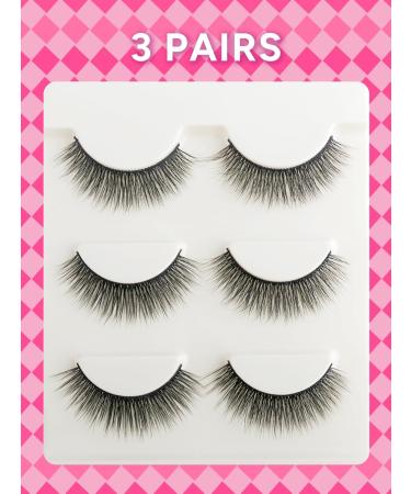 3-Pair Natural Look False Eyelashes Set - Lightweight Reusable Easy-to-Apply Fake Lashes for Effortless Daily Glamour - Shop Internationally - Buy Online on GoSupps.com
