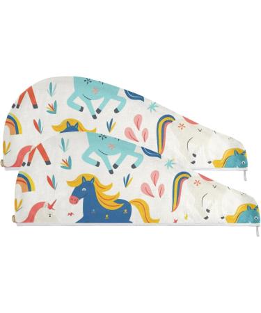 Running Horses Hair Towel 2 Pack - Super Absorbent Quick Dry Hair Turbans for Women & Girls - Buy Online on GoSupps.com