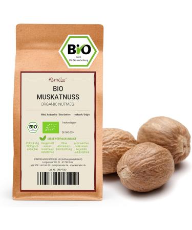 Kamelur 250g of whole organic nutmeg - hand-picked nutmeg of the finest organic quality - for the nutmeg grinder - in biodegradable packaging
