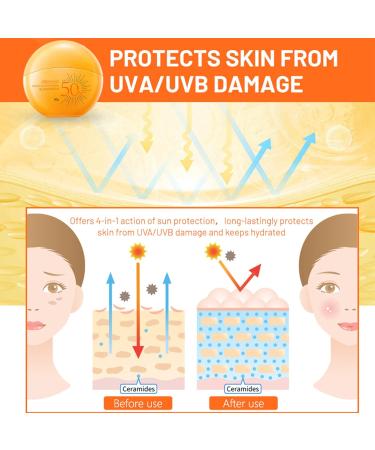 Vitamin E Face Sunscreen SPF 50 PA+++ Anti-Age SPF 50 Cream Face Cream SPF 50 Face Sunscreens UVA/UVB Protection Broad-Spectrum Calm Soothing Non-Greasy Lightweight Waterproof - Buy Online on GoSupps.com