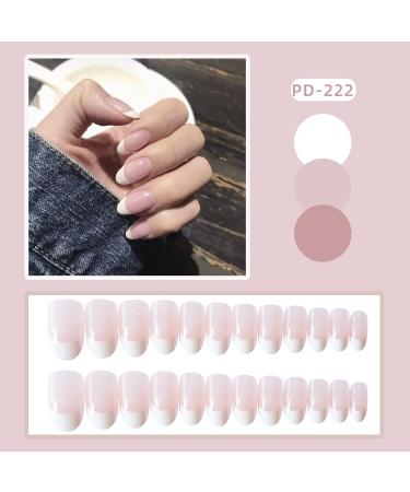 White round headed French False nails Press on Nails with Nail Tips Acrylic False Nails Cute Artificial Nails for Women and Girls - Buy Online on GoSupps.com