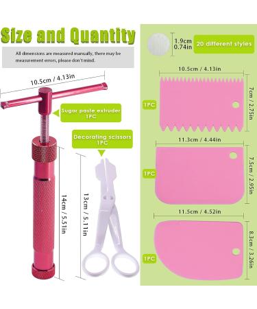 Keadic 37Pcs Rose Red Clay Fondant Extruder Cake Decorating Tool Set | Sugar Modeling Gun with 20 Tips, Disks & Dotting Tool - Buy Online on GoSupps.com