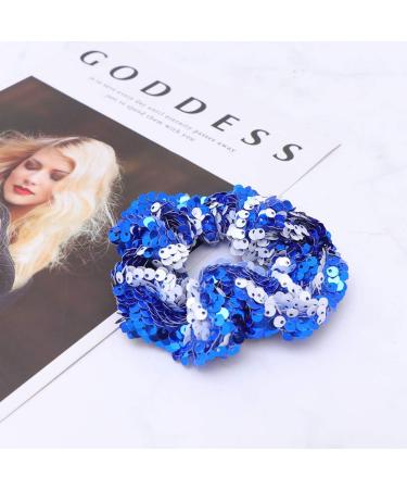 Amosfun Sparkly Glitter Sequin Hair Scrunchies Ponytail Holder Elastic Hair Bands Hair Ties Hair Accessories for Girls Women (Blue) - Buy Online on GoSupps.com