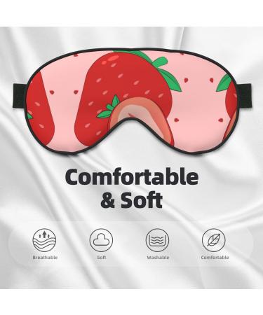Cartoon Strawberry Eye Mask - Soft Adjustable Sleeping Mask for Men & Women | Comfortable Nighttime Relaxation - Buy Online on GoSupps.com