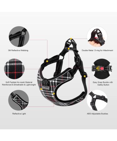 Elevant Dog Harness Adjustable Step-in Reflective Breathable Harness Soft Padded Lightweight Vest Harness with Front Clip Escape Proof Easy Control for Outdoor Walking Training (M Black Plaid) M Black Plaid - Buy Online on GoSupps.com