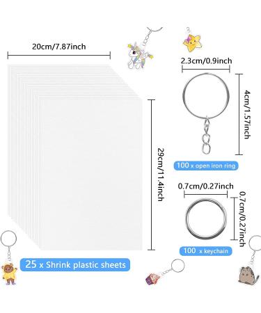 OFNMY 125 Piece Heat Shrink Plastic Sheet Kit for Kids Creative Craft Making - Includes Shrinky Art Paper and Keychains for Homemade Shrinky Dinks and Handprint Keychains - Perfect for Christmas Gifts - Buy Online on GoSupps.com
