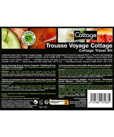 Cottage Travel Kit Shower Gel Scrub + Shower Gel Milk + Moisturizing Body Lotion + Gentle Shampoo 97% Natural Ingredients - Buy Online on GoSupps.com