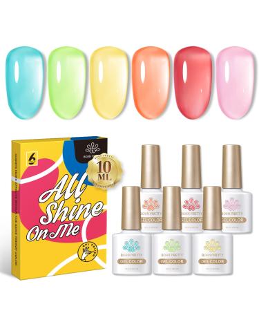 10ml u v nailack set translucent pastel - born pretty spring summer crystal glass shellac set blue red green yellow yellow pink gel nail polish jelly effect french nails for nail art diy