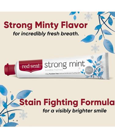Red Seal Strong Mint Toothpaste - Extra Strong Mint Flavor with Dolomite Powder for Fresh Breath and Stain Removal - No Fluoride, Preservatives, Artificial Flavors or Colors - Single Pack - Buy Online on GoSupps.com