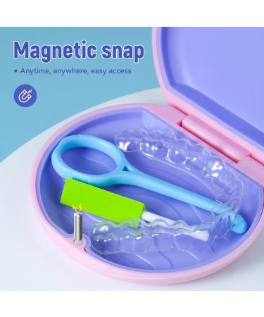Annhua Slim Denture Storage Box Denture Holder with Silicone Textured Liner Denture Retainer Case Dental Retainer Box with Magnetic Closure Pink - Buy Online on GoSupps.com