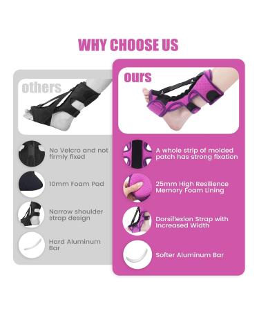 Plantar Fasciitis Night Splint & Brace - Double Effect Relief for Men & Women - Heel Pain Support in Purple - Buy Online on GoSupps.com
