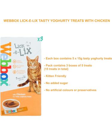 Webbox Lick-e-Lix Yoghurty Treat with Chicken 5 x 15g Sachets (Pack of 3) - Buy Online on GoSupps.com