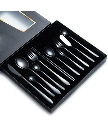 Travel Cutlery Set Cutlery Sets 11 Piece Portable Cutlery Set Dishwasher Safe Easy Clean Kitchenware (Size : Black)