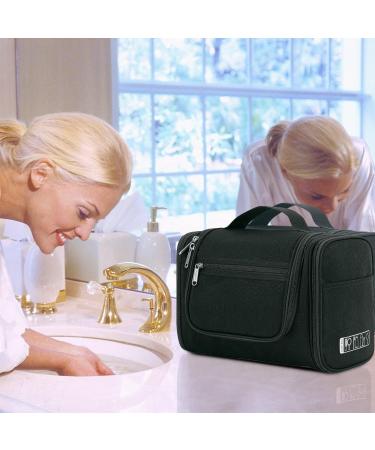 WANDF Large Hanging Toiletry Wash Bag Travel Makeup Organizer - Denim Black | Men Women - Buy Online on GoSupps.com