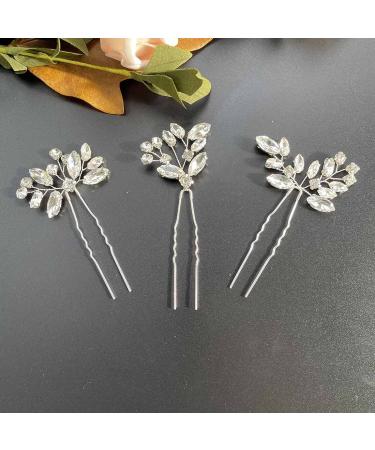 Prosy Bridal Wedding Hair Pins - Silver Crystal Rhinestone Hair Clips for Women & Girls (3 Pack) - Buy Online on GoSupps.com