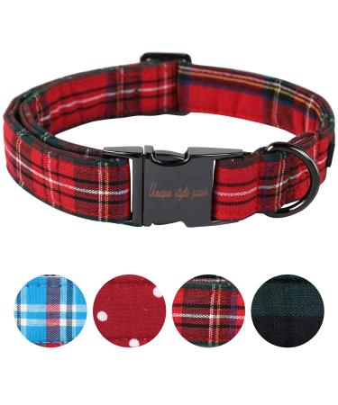 Unique style paws Dog Collar Pet Gift Adjustable Soft and Comfy Plaid Collars for Small Medium Large Dogs Neck 13.5-22 inches M RedPlaid - Buy Online on GoSupps.com