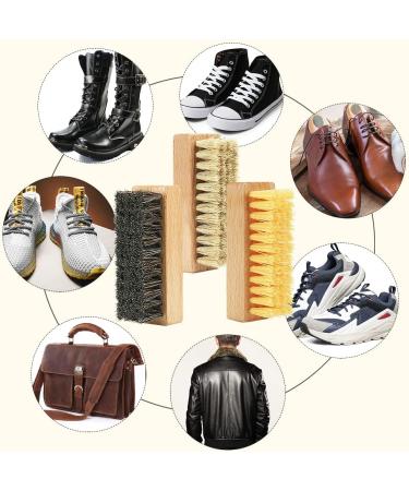 Shoe Cleaning Brush Set - 3 Pack with Nylon, Boar, and Horsehair Bristles for Leather, Suede, Canvas - Wooden Sneaker Cleaner for Bags & Accessories - Buy Online on GoSupps.com