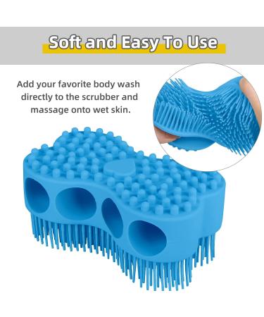 Silicone Exfoliating Body Scrubber with Storage Hooks - Blue | Easy to Clean, Reusable, Deep Cleansing and Skin Revitalizing - Buy Online on GoSupps.com