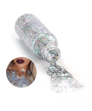 Buy Body Glitter Gel - Silver Champagne Gold & White | Best Festival Makeup & Chunky Glitter for Face & Hair - Buy Online on GoSupps.com