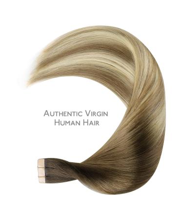 Buy If-of-Hearted Tape Extensions | Real Hair Ombr Walnut Brown to Ash Brown & Blonde | 10 Pcs 20g 25cm Invisible Hair Extensions - Buy Online on GoSupps.com
