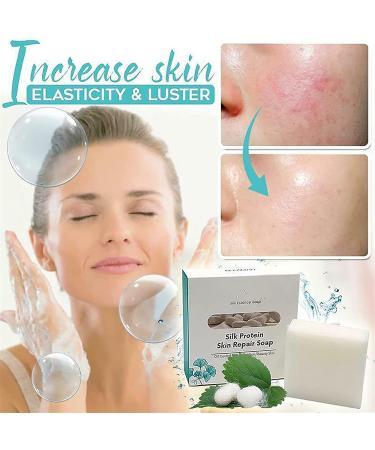 Silk Protein Skin Repair Soap | Goat Milk & Oil Control Cleansing Soap | Natural Skin Lightening & Acne Moisturizing Bar (1 Pcs - Buy Online on GoSupps.com